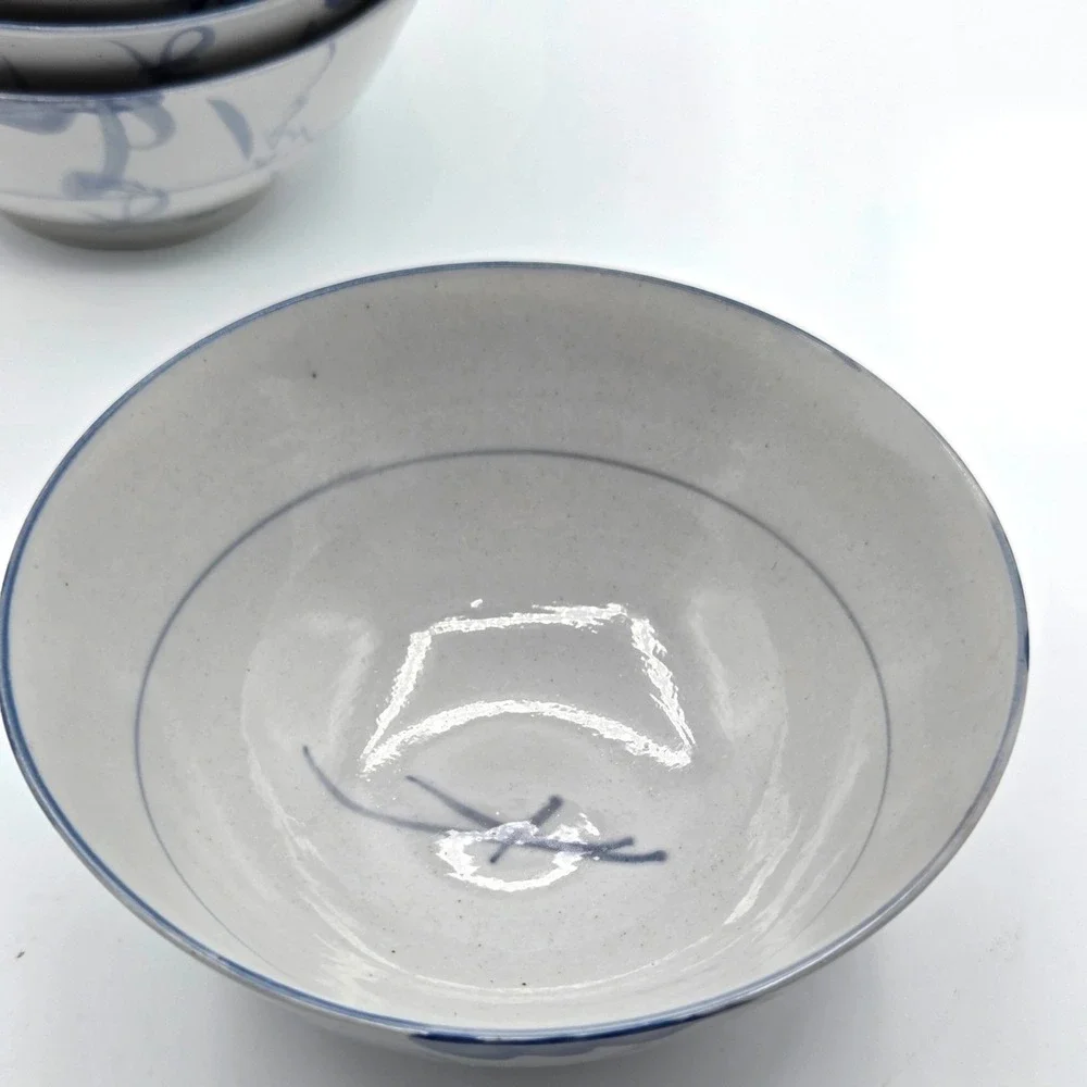 Porcelain Rice Soup Bowls  Asian/Oriental Blue & White  VINTAGE